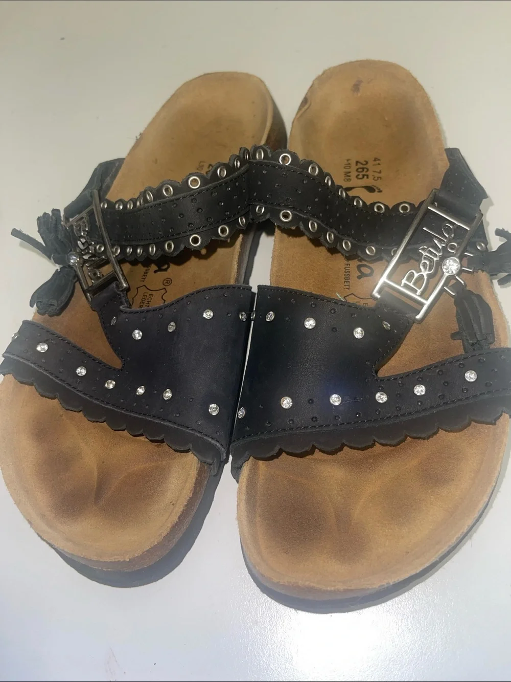 Birkenstock Betula Black Sandals with Silver Accents 41 M8 W10